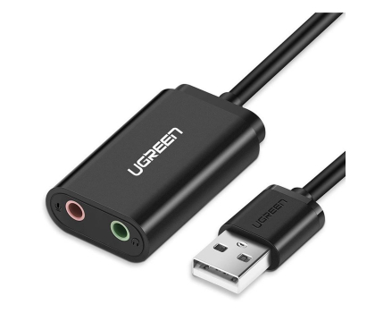 Przejściówka UGREEN Zewnętrzna karta dźwiękowa muzyczna adapter USB - mini jack